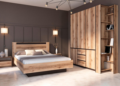 Прага Шкаф для одежды трехстворчатый Дуб Венге/Дуб Делано