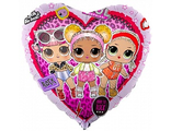 Шар (18&#039;&#039;/46 см) Сердце, Кукла, Стильные подружки, Розовый, 1 шт.