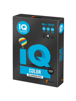Бумага цветная IQ color, А4, 160 г/м2, 250 л., интенсив, черная, В100, B100