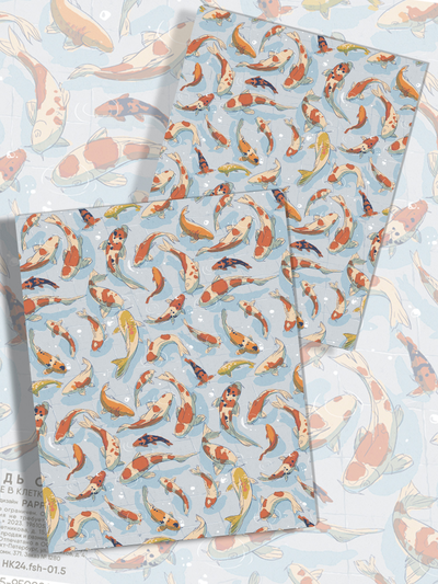 Тетради с Японскими рыбками Fish 4 дизайна - 48 листов