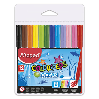 Фломастеры MAPED (Франция) "Color'peps Ocean", 12 цветов, смываемые, вентилируемый колпачок, упаковка, европодвес, 845720, 6 наборов