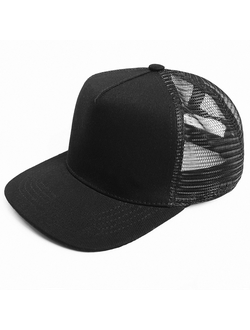 Бейсболка прямой козырёк STAN 5 клиньев хлопок 330,09, Чёрный