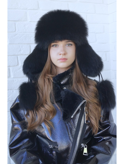 Ушанка "Полярная звезда" цвет черный + черный