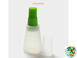 Кисть с резервуаром «Олио», силикон, 70 мл, 11 см, зелёная