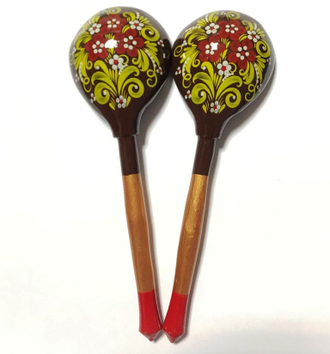 Ложки музыкальные деревянные Разноцветье 190*60 (комплект 2 шт.) коричневый фон