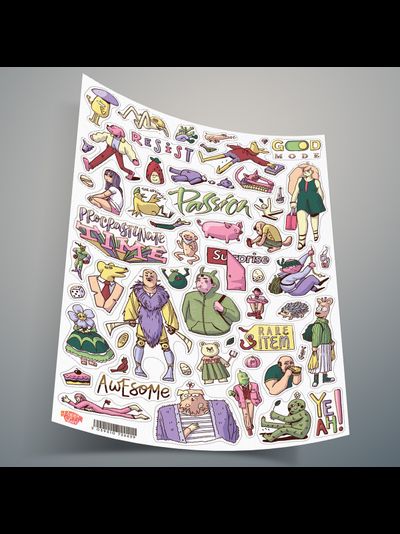 Набор стикеров наклеек необычные ЧЕЛОВЕЧКИ, 4 шт.