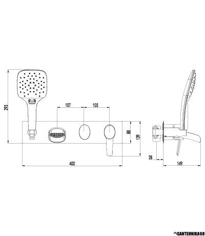 Смеситель для ванны и душа встраиваемый Lemark ATLANTISS LM3224C