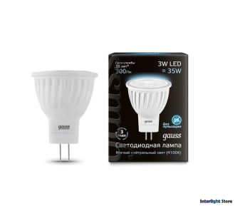 Gauss LED MR11 3w 840 GU4