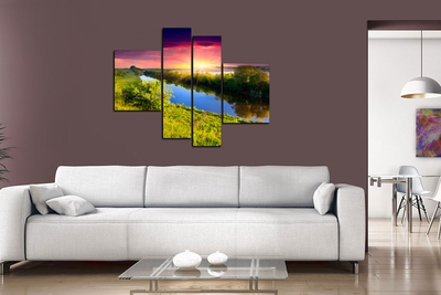 Модульная картина "Фиолетовый закат"