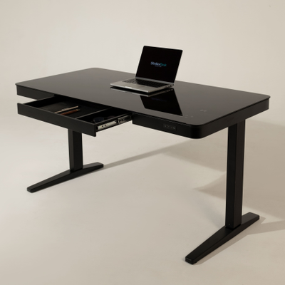 Умный стол 140×70 чёрный | закалённое стекло