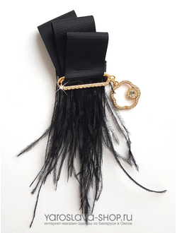 А-318 Брошь с лентой и перьями.