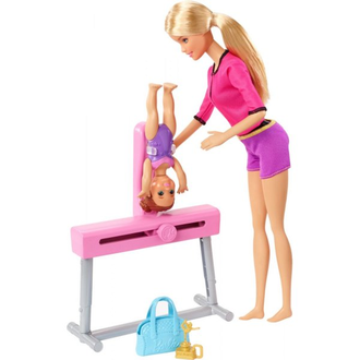 Barbie Кукла Спортивная карьера Тренер по гимнастике блондинка 28 см и 10 см, FXP39