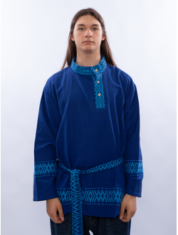 Косоворотка ткачество "Сила Души" синяя
