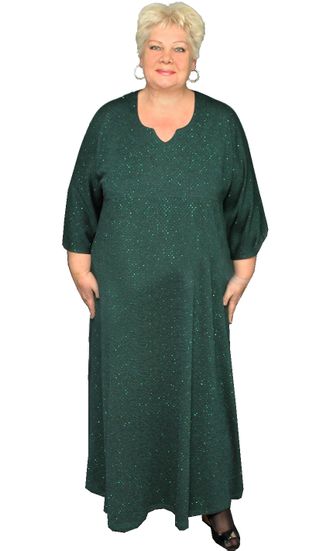 Нарядное платье с мягкими блестками БОЛЬШОГО размера арт. 2379 (цвет изумруд) Размеры 58-84