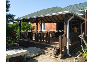 Деревянная беседка 6*4м с настилом и ограждениями ДПК