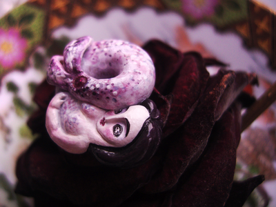 Брошь в технике скульптурной миниатюры "Русалочка - Морская Роза" с натуральным рубином