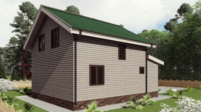 Двухэтажный каркасный дом с четырьмя спальнями 130м² (SK34)