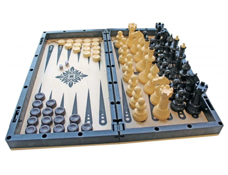 Игра 3 в 1 (шахматы, шашки, нарды), доска дерево + пластик (40/40 см)