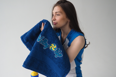 Полотенце большое синее