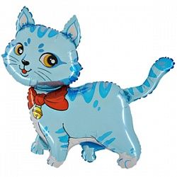 Шар (14&#039;&#039;/36 см) Мини-фигура, Милый котенок, Голубой, 1 шт.