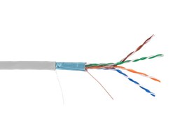 Кабель F/UTP 4 пары, Кат.5e (Класс D), 100МГц, одножильный, BC (чистая медь), внутренний, PVC нг(B), серый, 305м