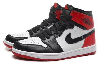Nike Air Jordan Retro 1 Mid White High Og Черные с красным