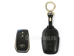 Чехол для ключа Тойота Ленд Крузер 200, Хайлюкс с 2 кнопками (натуральная кожа)
