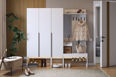 Композиция прихожей БАСКО Белое дерево