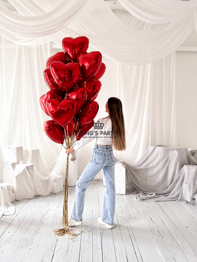 Сет из 15 гелиевых шаров сердец