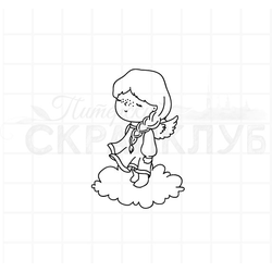 штамп ангел на облаке