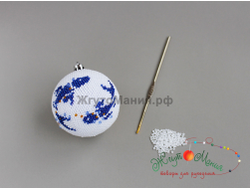 Ёлочный шар "Зодиак" - 6см - Набор для вязания крючком с бисером от Ирины Рудевич - РЫБЫ (БЕЛЫЙ)