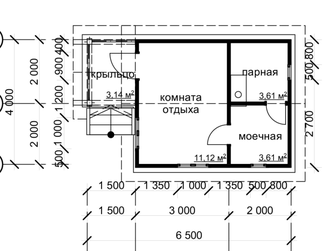 Б-23 ГАБАРИТНЫЕ РАЗМЕРЫ: (4Х6.5М) 1 ЭТАЖ, ОБЩАЯ ПЛОЩАДЬ: 23М²