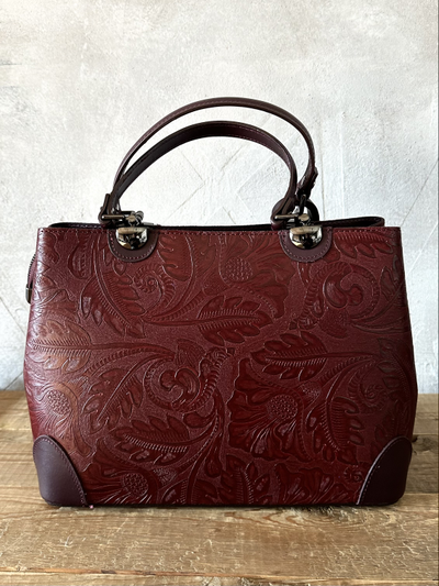 Женская форматная сумка из натуральной кожи, цвет бордовый, Vera Pelle. Арт.026809