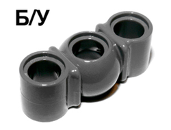 ! Б/У - Technic, Liftarm, Modified Ball Joint Middle 1 x 3, Dark Bluish Gray (98577 / 6001085) - Б/У