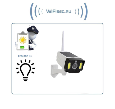 DE/SK5 Муляж уличной Wi-Fi видеокамеры + светильник. Встроенный аккумулятор + солнечная панель.