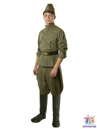 Военная форма  мужская на рост 152-158 см (Пилотка, гимнастёрка, ремень, брюки галифе)