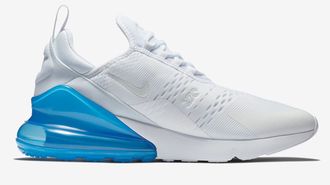 Nike Air Max 270 белые с синей пяткой