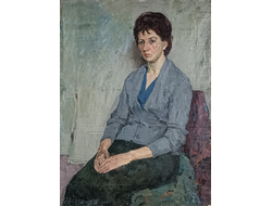 "Женский портрет в сером" холст масло Шумилкин А.А. 1964 год