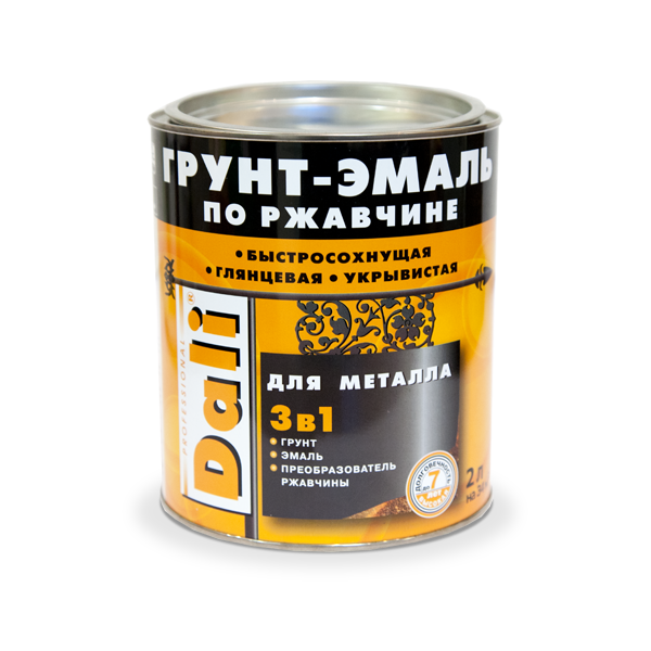 Гладкие грунт-эмали по ржавчине 3 в 1 DALI® 2 литра