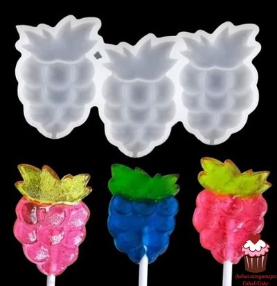 Силиконовая форма для леденцов Ягодки, 3 яч.