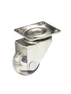 Колесная опора с прозрачным роликом и поворотной площадкой d=35