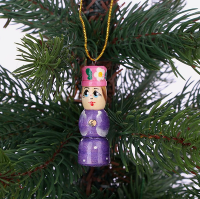 Матрёшка «Котик» с ёлочными деревянными игрушками, 7шт