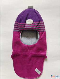 Шапка-шлем "полоска"  19101-02, цвет фуксия, темно-сиреневый р. 48-50