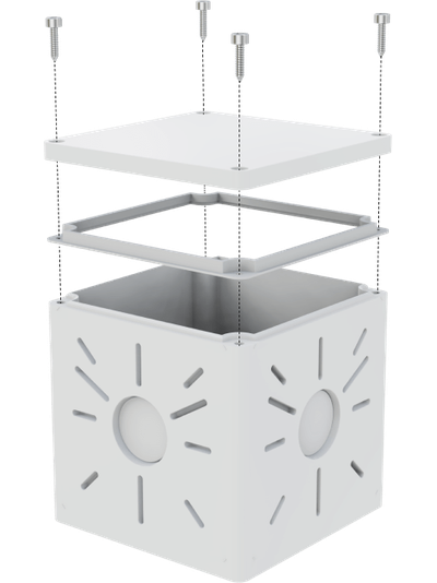 Комплект 4: BOXFORCAM Коробка на выносе от потолка 25 и 50 см. для монтажа видеокамер и элементов безопасности. (коробка чёрная/белая)