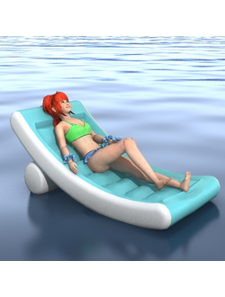 пляж Девушка на водном матрасе