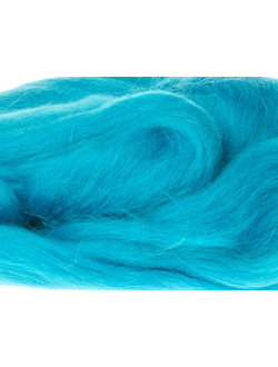 Шерсть для валяния, лента гребенная, Камтекс, полутонкая, бирюза  (024), 50г