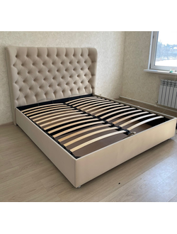 ДИЗАЙНЕРСКАЯ ОДНОСПАЛЬНАЯ, ДВУСПАЛЬНАЯ КРОВАТЬ ТЕДДИ, ФАНЕРНАЯ В ТКАНИ С УШАМИ, СТРАЗАМИ, С ПОДЪЕМНЫМ МЕХАНИЗМОМ И БЕЛЬЕВЫМ ЯЩИКОМ