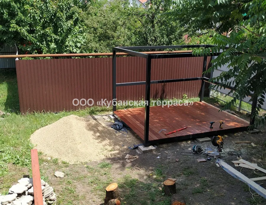 Беседка деревянная на металлокаркасе 3*4м