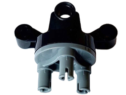 Technic, Steering Axle with 2 Pin Holes and 2 Arms with Axle Holes without Slots  Reinforced  with Dark Bluish Gray Wheel Hub 3 Pins Round  65766 / 92909 , Black (65766c01)