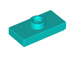 Plate, Modified 1 x 2 with 1 Stud with Groove and Bottom Stud Holder Jumper, Dark Turquoise (15573 / 6210399)